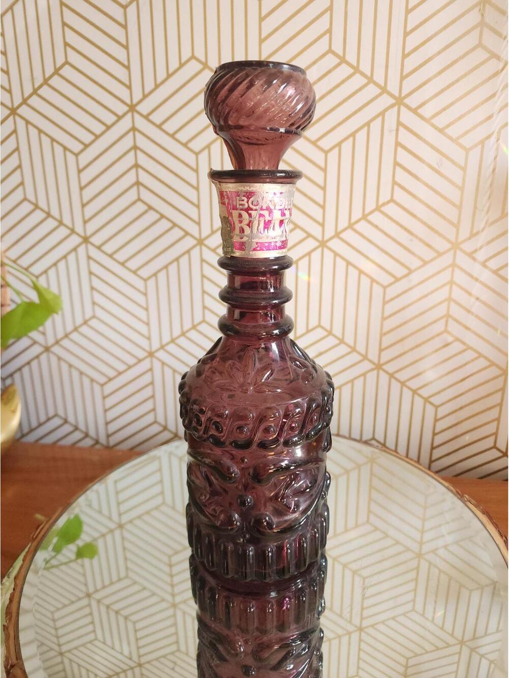 Vintage Amethyst Glass Jim Beam Decanter 12"
